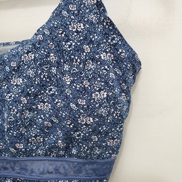 Lucky Brand Woman's Blue Floral Multi Wireless Mesh Strip Bralette Plus Size 1X - Picture 2 of 5